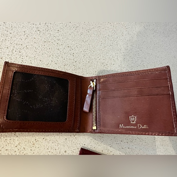 Massimo Dutti, men’s wallet, leather brown and red New in Box - Picture 2 of 5